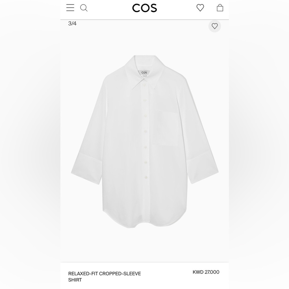 COS relaxed cropped sleeve shirt